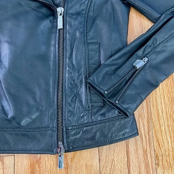 Armani exchange black 100% sheep Leather Jacket womens size small - Picture 3 of 9